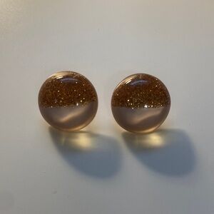 Gold Glitter Dome Earrings